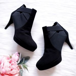 Stuart Weitzman Black Suede Platform Bootie